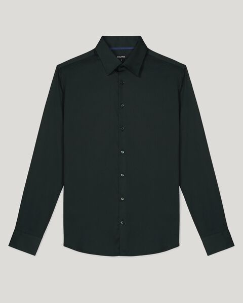 Dark Green Long Sleeve Regular Stretch Shirt